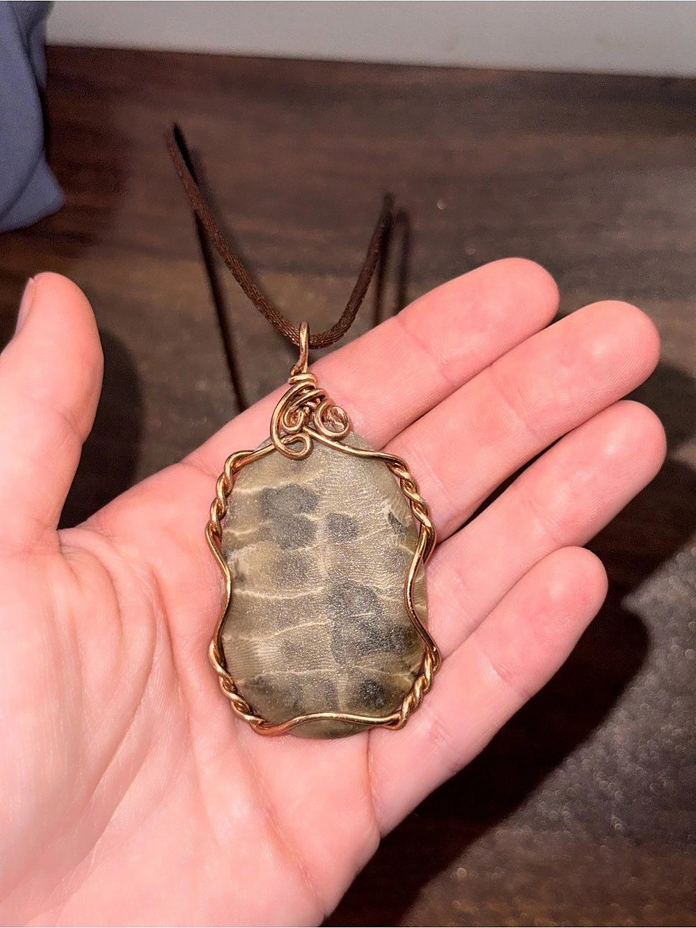 Petoskey stone pendant